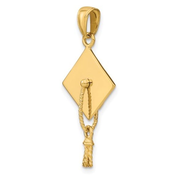 14k Yellow Gold 3-D Graduation Cap Pendant - Picture 2 of 4
